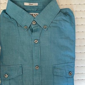 Medium Teal chambray military style express shirt